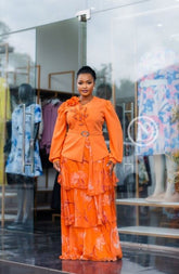 Elegant orange maxi dress